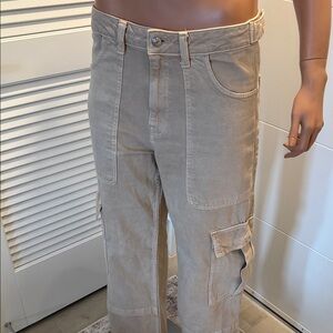 Mango women's beige wide leg Cargo Pants size 4